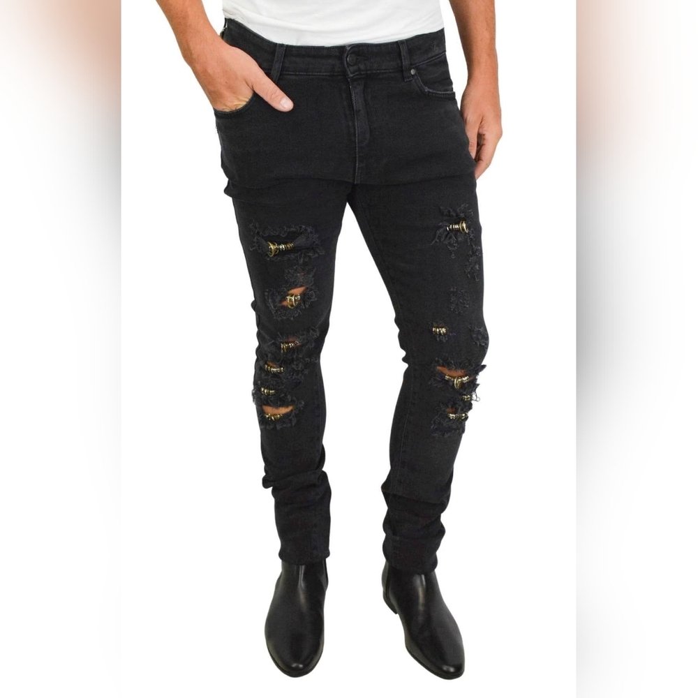 NWT black distressed jeans